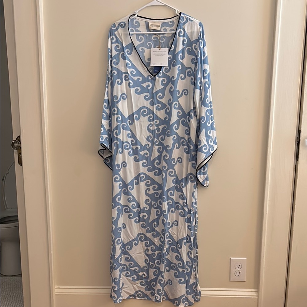 Blue and White Patterned Kaftan
